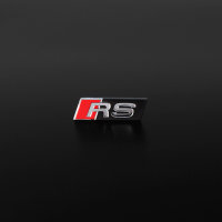 Audi RS Schriftzug Logo Emblem selbstklebend 9x30mm rot schwarz chrom