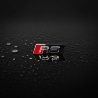 Audi RS Schriftzug Logo Emblem selbstklebend 9x30mm rot schwarz chrom