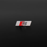 Audi S SLine Schriftzug Logo Emblem selbstklebend 9x30mm rot schwarz chrom