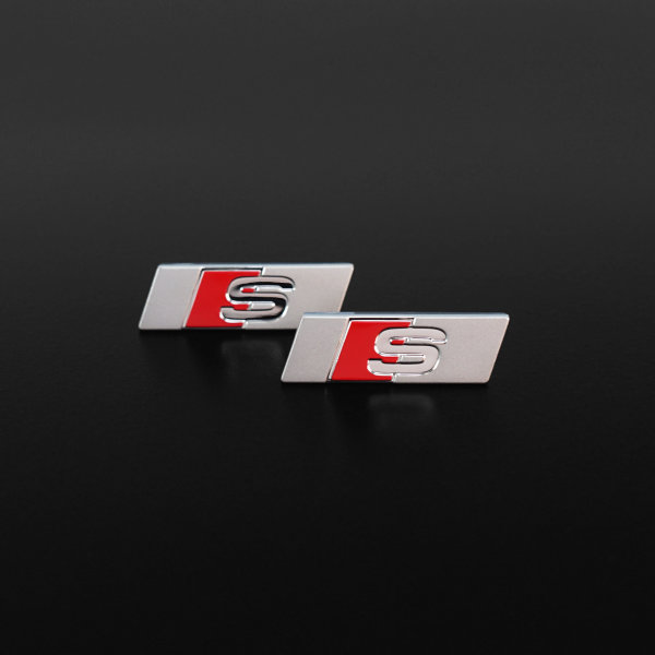 Audi S Schriftzug Logo 2x Emblem selbstklebend 9x30mm  SLine 9x30mm Plakette
