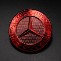 Mercedes Benz Emblem Motorhaube Stern Logo rot 2078170316...
